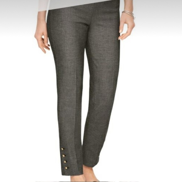 NWOT Talbots Dress Pants Chatham Ankle Gray Sharkskin Gold Buttons Tailoring 14P - Picture 1 of 16